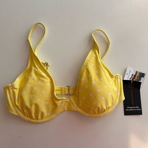No Boundaries Yellow Polka Dot Bikini Top